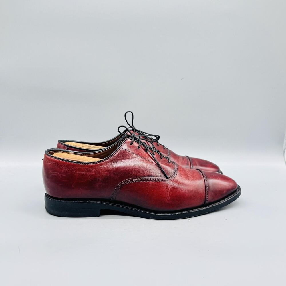 Allen Edmonds Shoes Mens 8 Red Leather Park Ave Cap Toe Oxford Dress Classic